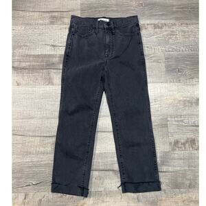 Madewell Stovepipe Cropped Straight Ankle Jeans Size 24 Black Wash High Rise